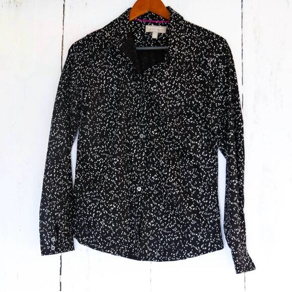 Banana Republic Non Iron Elegant Black and White Speckled Shirt - Picture 1 of 4